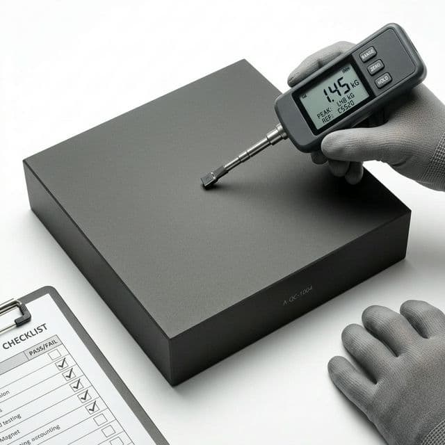 Ferrite quality control and compliance inspection workflow.