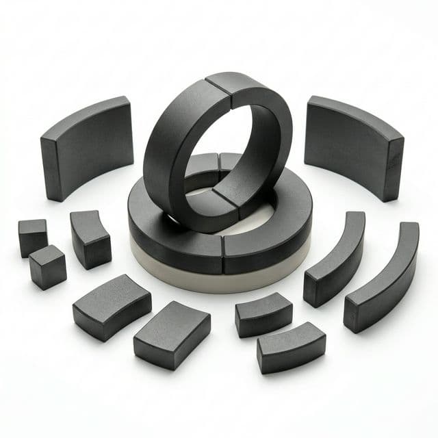 Thick ferrite arc segment magnets in circular layout to verify geometry consistency.