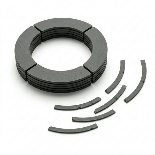 Ultra-thin custom ferrite arc for compact motor applications.