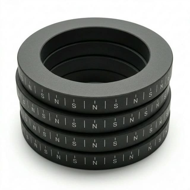 Multipole ferrite rotor stack used in appliance pump systems.