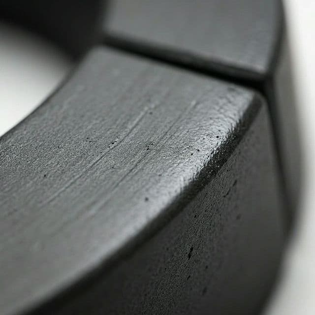 Wet-pressed anisotropic ferrite texture showing orientation-driven structure.